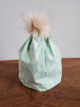 Load image into Gallery viewer, Mint Green stag Stretch Knit Pom Pom Hat
