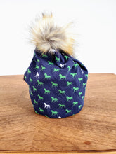 Load image into Gallery viewer, Stretch cotton knit hat with snap off pompom. Easy wash, comfy wear
