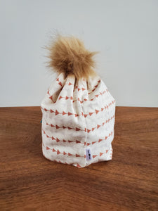 Modern brown triangles Stretch Knit Pom Pom Hat