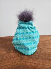 Load image into Gallery viewer, Stretch cotton knit hat with snap off pompom. Easy wash, comfy wear
