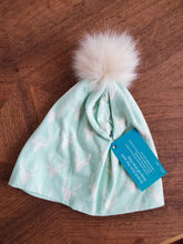 Load image into Gallery viewer, Mint Green stag Stretch Knit Pom Pom Hat
