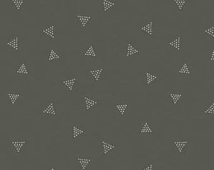 Stretch Knit Pom Pom Hat -Flat grey with mini white triangles